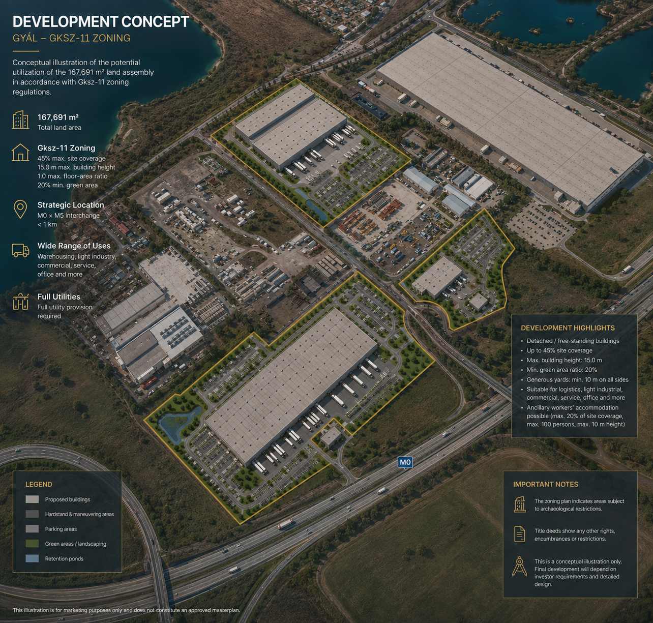 Strategic Motorway front commercial and industrial land assembly in Gyál